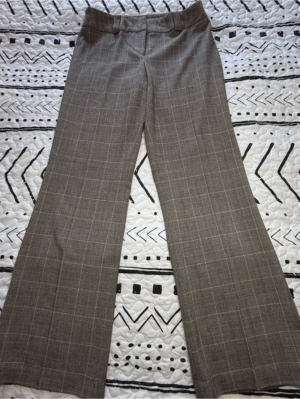 Bryan’s Career Collection Women’s Gray Plaid Wide-Leg Dress Pants